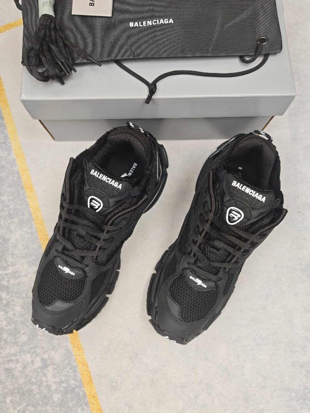 Balenciaga Runner Sneakers, All Black Matte Mesh & Nylon